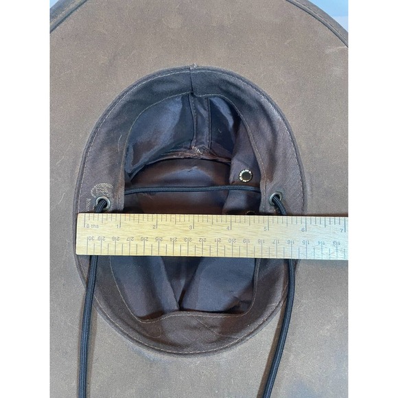Small Outback Trading Company Kodiak Hat Oil Skin Leather Broken In Worn Brown - Picture 13 of 13
